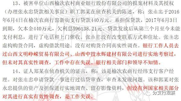 榆次农商银行客户经理工作失误致该行被骗贷款440万元