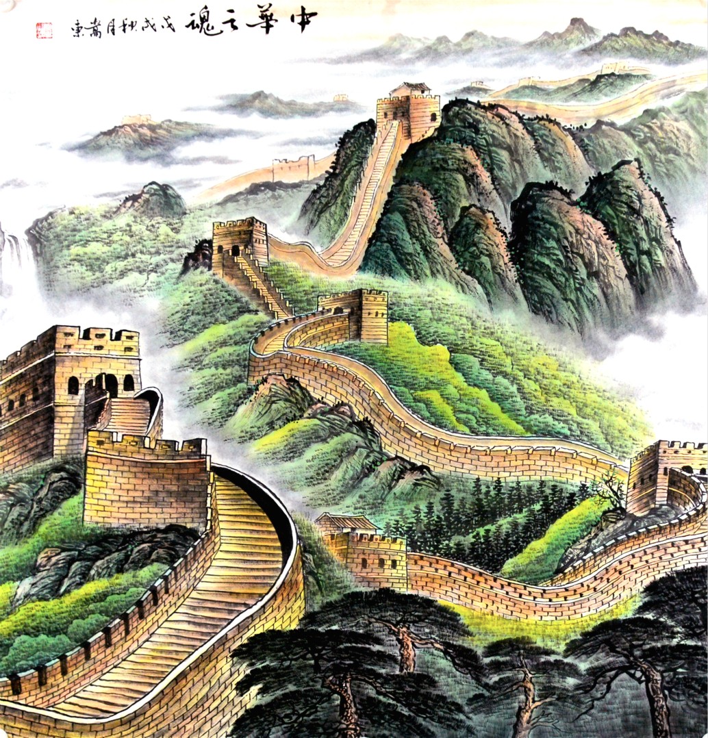 这幅《中华之魂》描述的是气势磅礴的万里长城图,在震撼人心的画面里