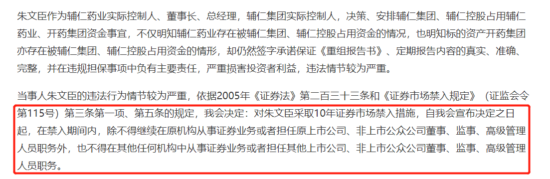 辅仁药业实控人遭“10年禁入”“限高令”“失信人”均“榜上有名”