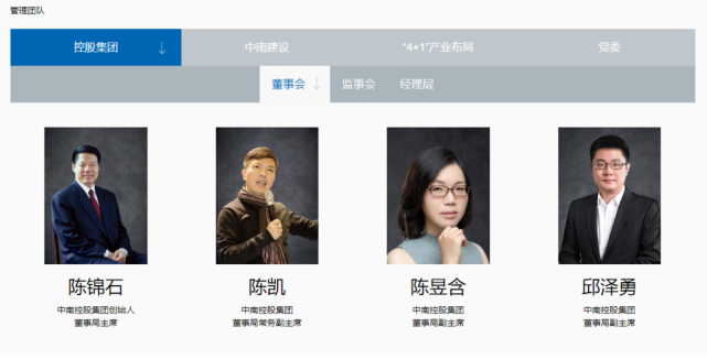 其中,董事局副主席陈昱含正是董事局主席陈锦石的女儿,陈昱含还在中南