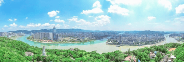 岷江、金沙江在宜宾交汇成长江