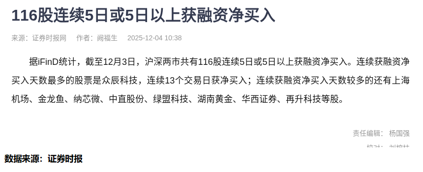 融资净买入天数较多个股统计