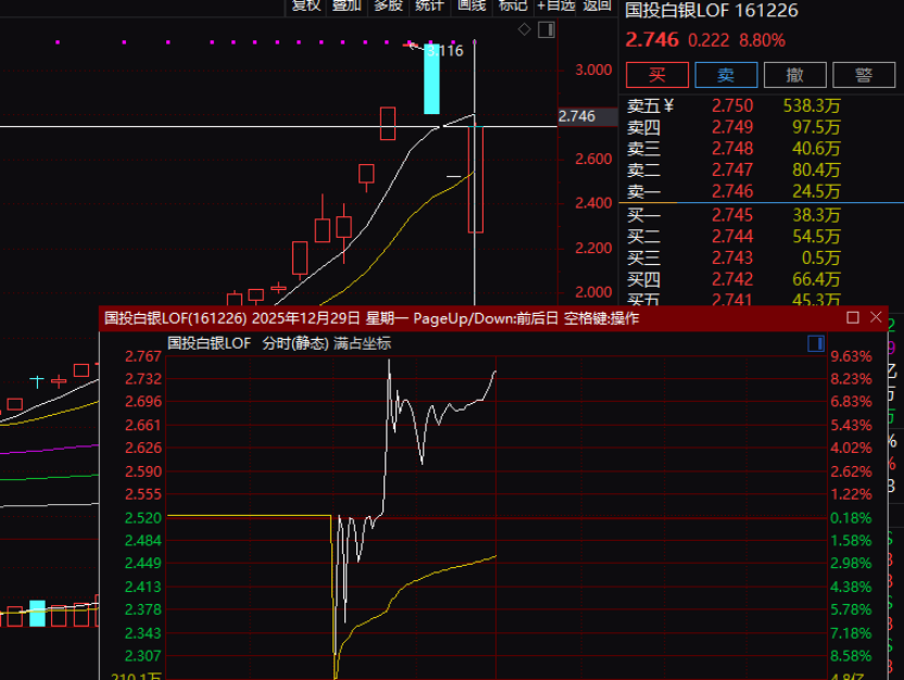 国投白银LOF12月29日上午波动走势