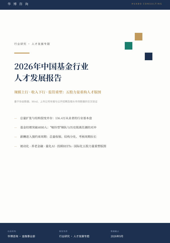 华博咨询正式发布《2026年中国基⾦⾏业⼈才发展报告》