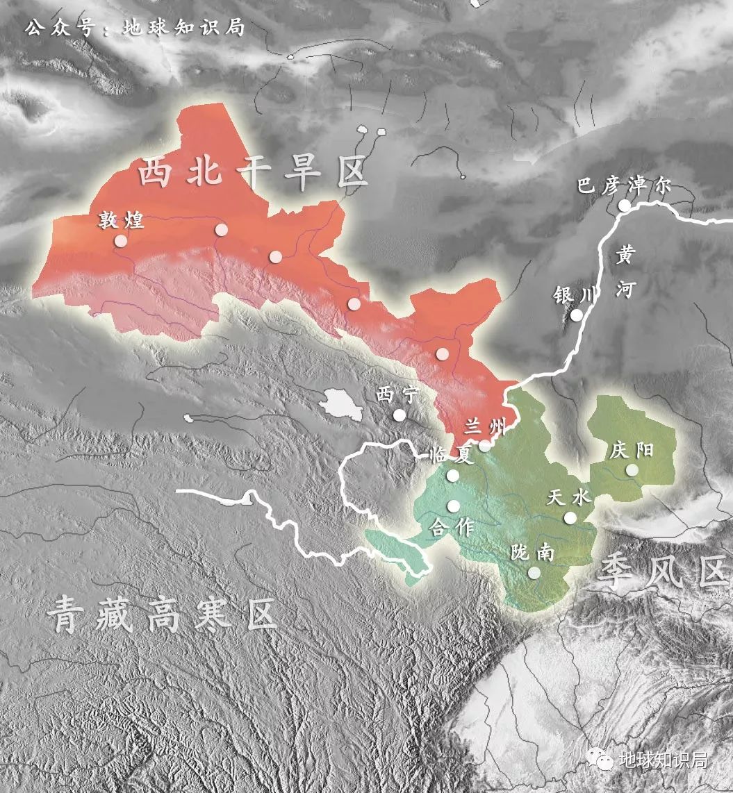 分类方式其实还有很多甘肃的另一种划分方式则是大体以黄河为基准,将