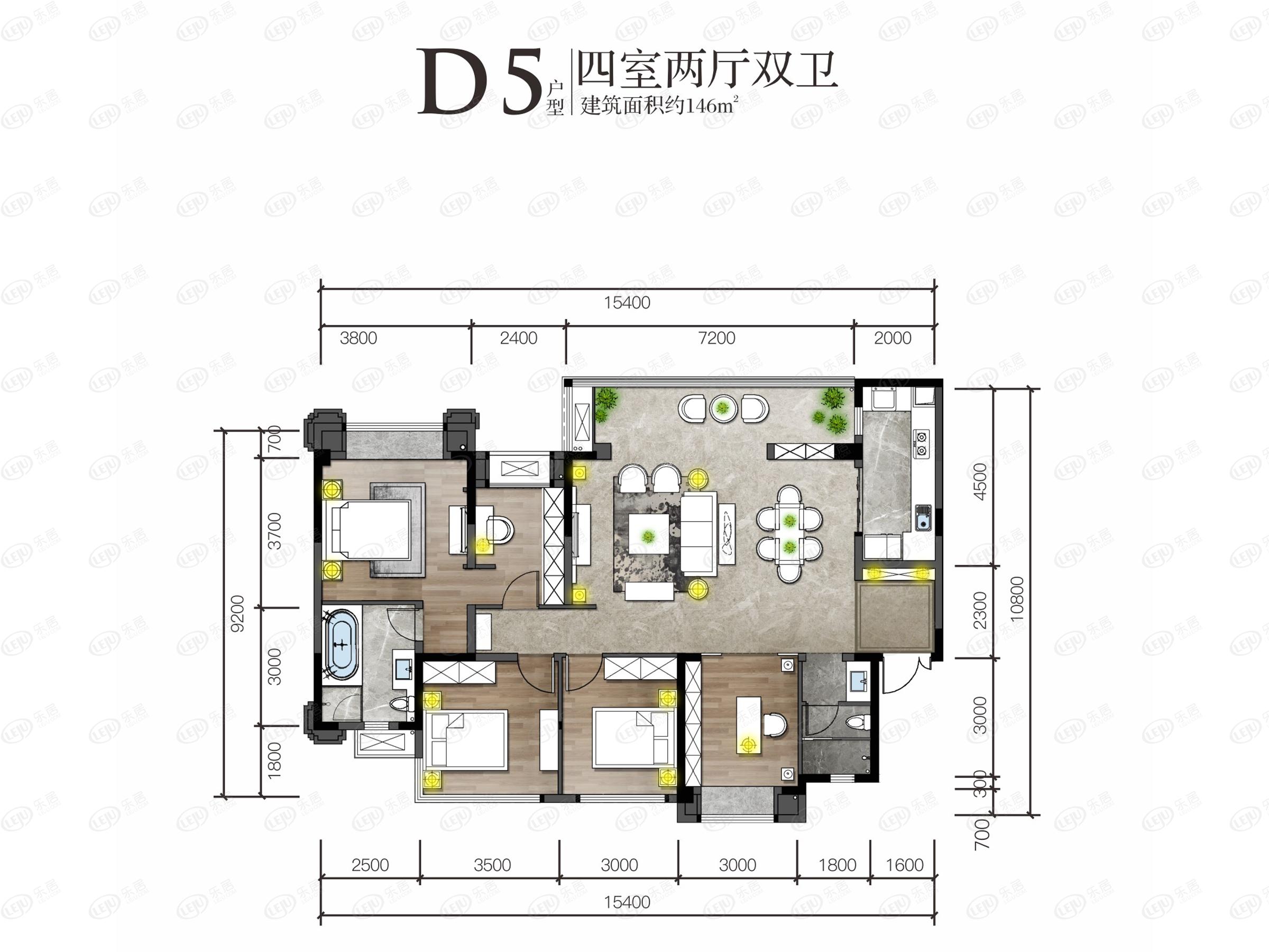 成都长虹天樾 d5,4室2厅2卫,146平米(建筑)