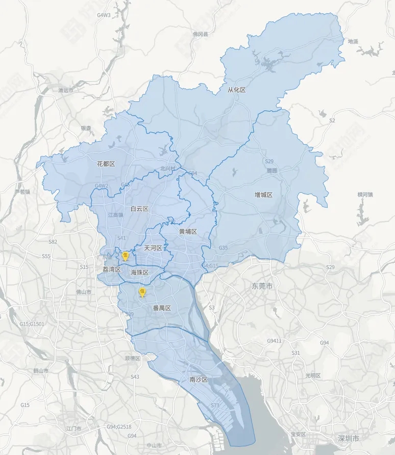 广州市地块分布图(来源:好地大数据)