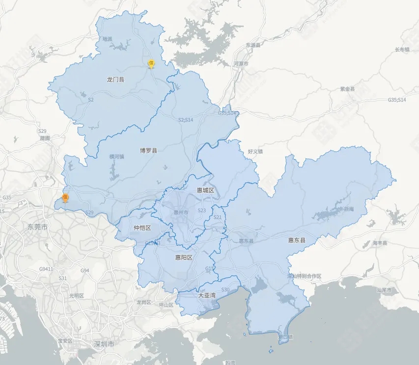 惠州市地块分布图(来源:好地大数据)