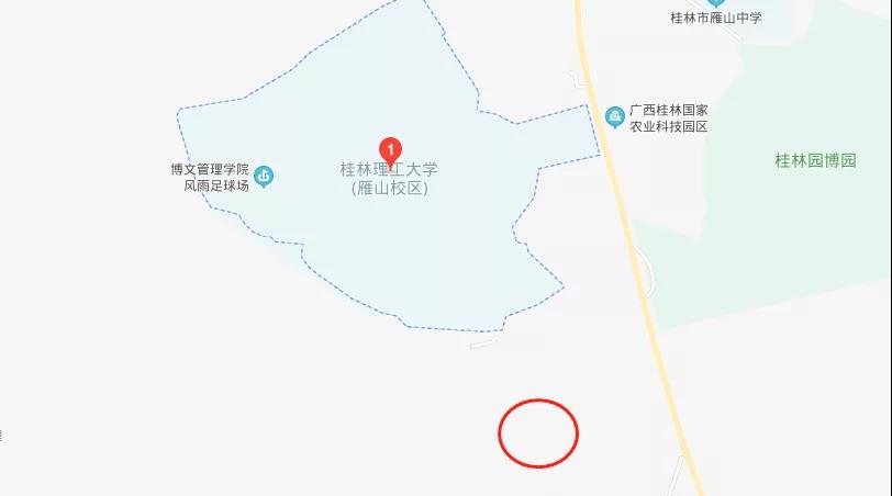 该地块规划为娱乐康体用地,兼容≤30%商业用地, 紧邻桂林理工大学雁山