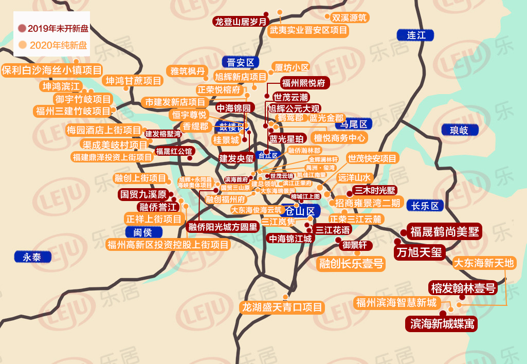 2020年福州楼市纯新盘地图