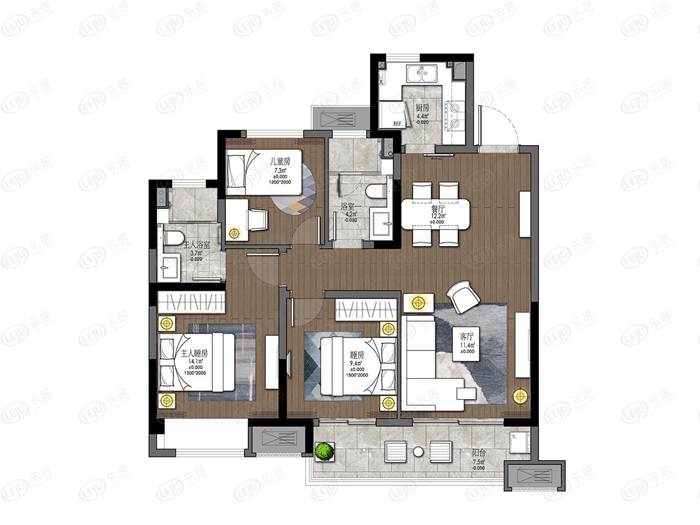   （路劲甪澄时光花园105平户型图）