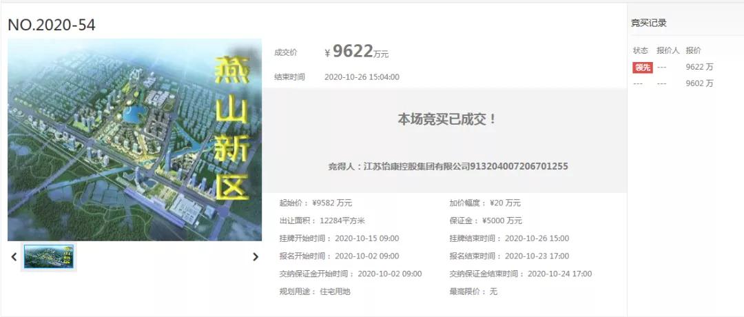 老面孔新动向！怡康6025元平竞得溧阳燕山新区14地块