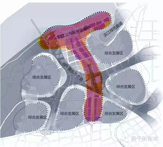 燕子矶片区T形轴带示意图