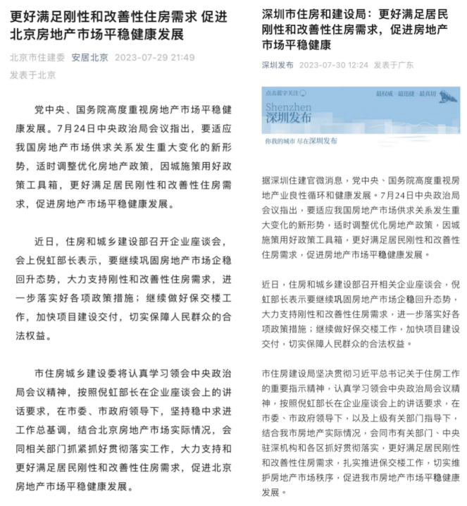阵地丨住建部重磅发声,一线城市纷纷表态_中金在线财经号
