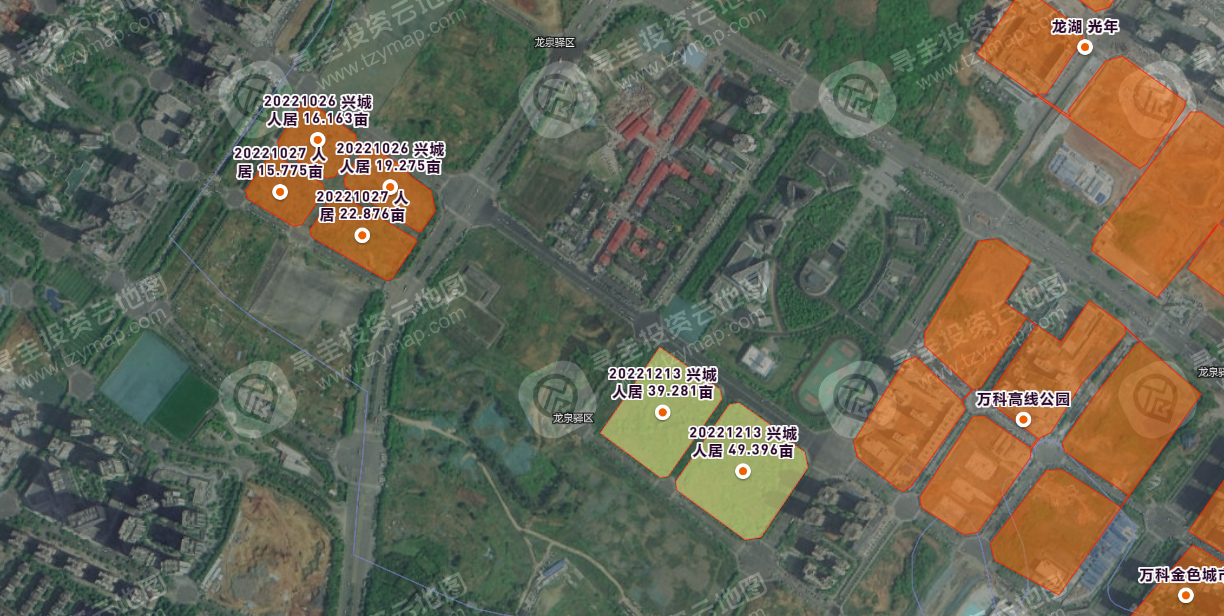 6宗地块位置示意 图据:投资云地图 6宗地块位置示意 图据:投资云地图