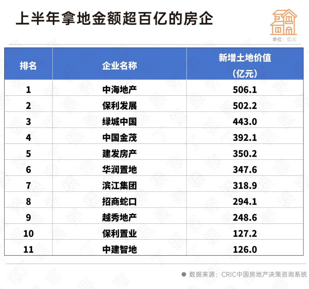 上半年9家房企拿地超200亿！中海第一，华润第六_中金在线财经号