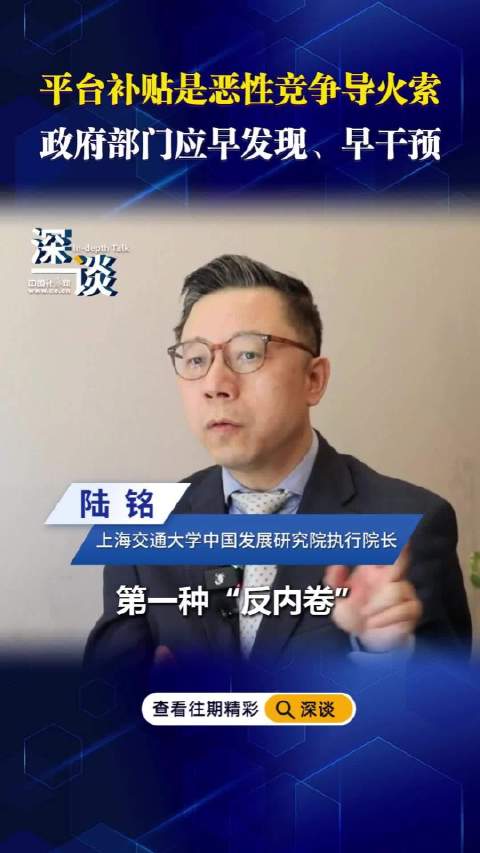 陆铭：平台补贴是恶性竞争导火索 政府部门应早发现、早干预