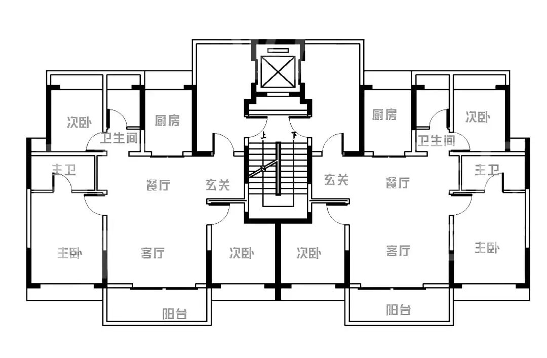 房型图：建面约93㎡户型布局
