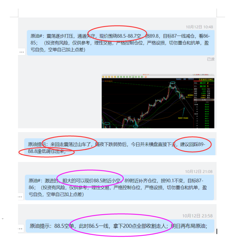 10.12 原油 ①88.5空于89提前损出局； ②88.5空，86.5盈利收割.png