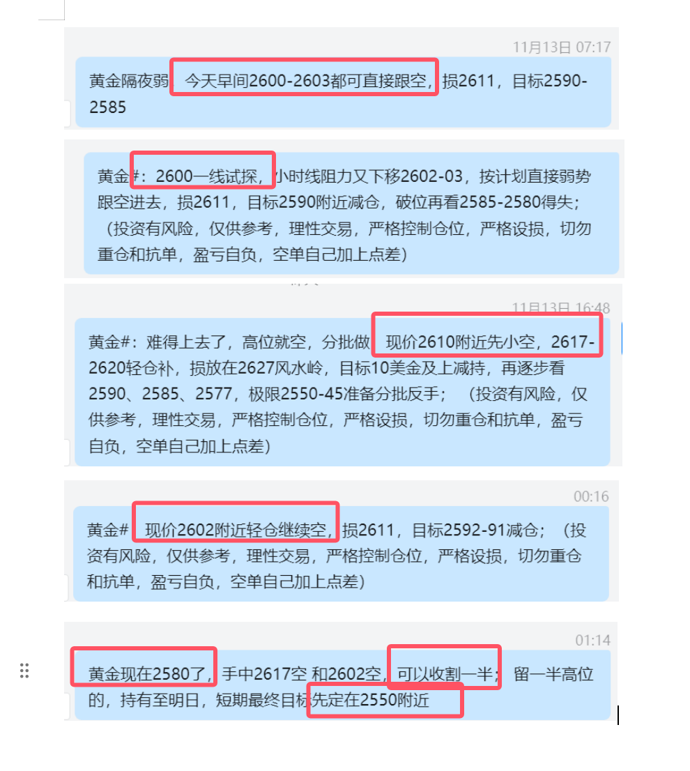 11.13 黄金  2600一线空，损2611；  2610、2617分批空，以及2602继续空，抵达2580、2550分批陆续盈利波段收割.png