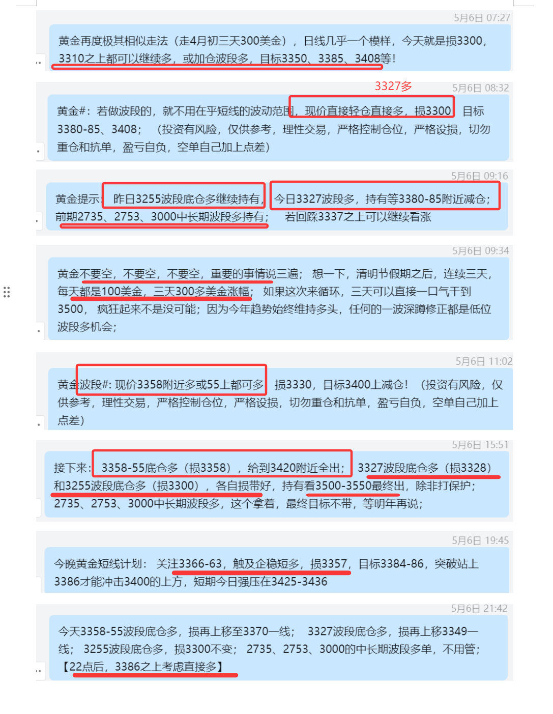 5.6 黄金 3358-55波段多，最终3420大幅盈利； 3327波段多，3380上减仓盈利，留底仓；同时持有昨日3255波段底仓多；2735、2753、3000中长期波段多继续持有.png