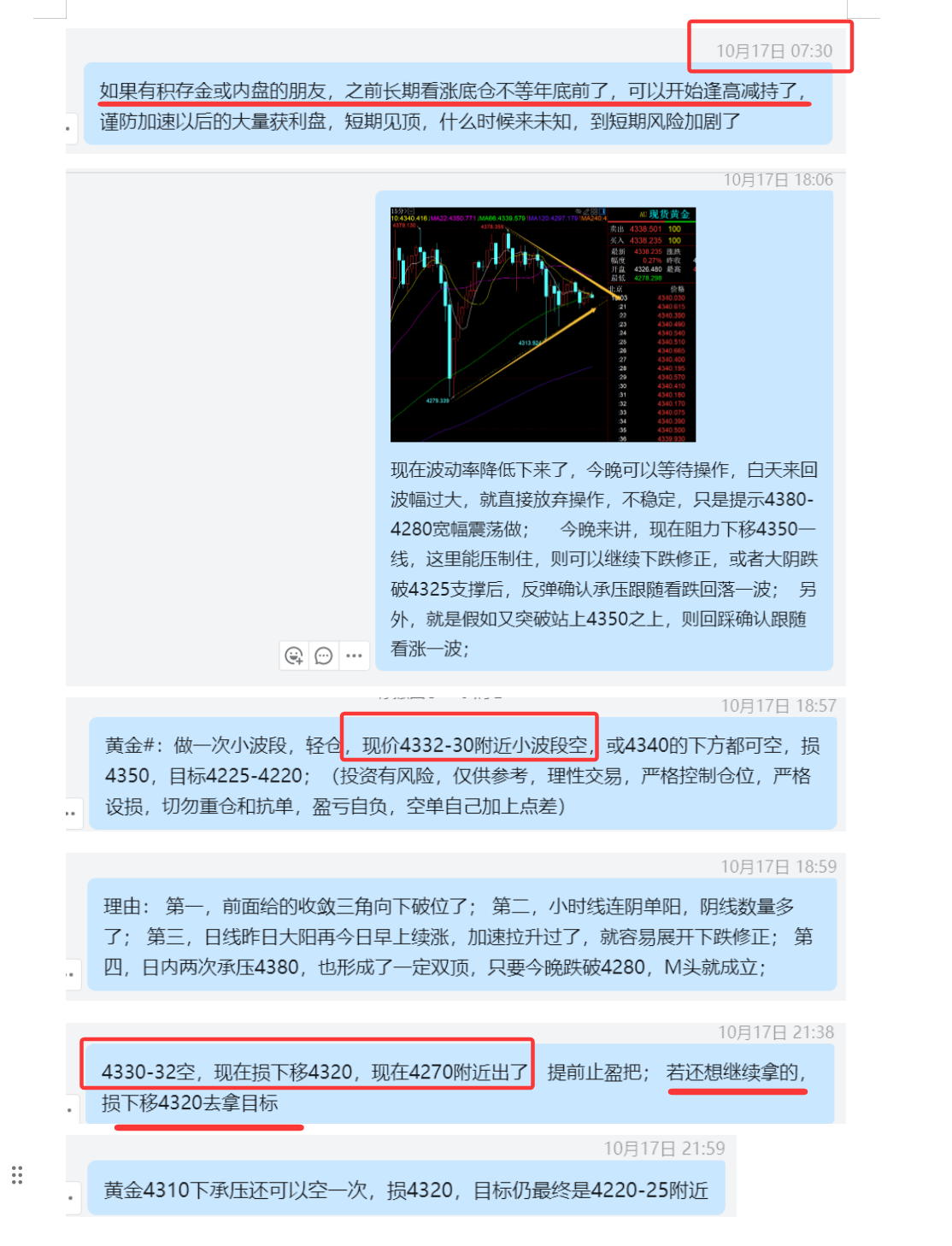 10.17 黄金 4332-30波段空， 4270盈利收割，想继续拿的，最终也抵达4220目标.png