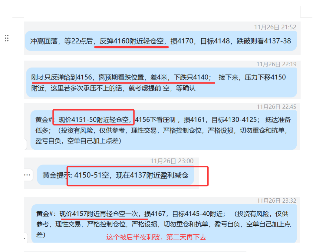 1764244175750173.png 11.26 黄金2 4160计划空,只给到4156,抵达目标; 4151空,4137盈利; 4157空,刺破损4158,第二天打压下去.png