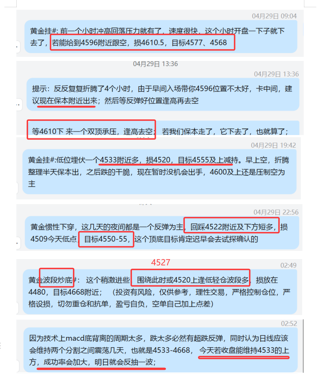 4.29 黄金 4596空，保本出，最终大跌至4510；  4533多，损4520；  4527波段抄底多，持有中；.png