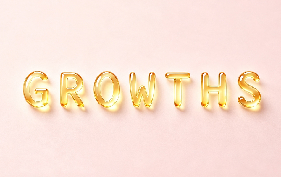 宏洛图｜GROWTHS 品牌立体字体视觉，仿软胶囊通透质感特效创意设计.jpg