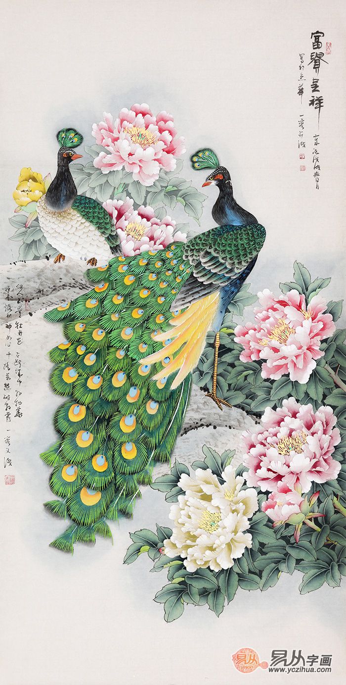 富贵人家都喜欢挂孔雀牡丹图,越挂越富贵