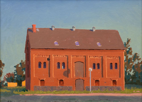 阳光下的红房子    80x100cm  布面油画  2018年冬   100x120cm  布面