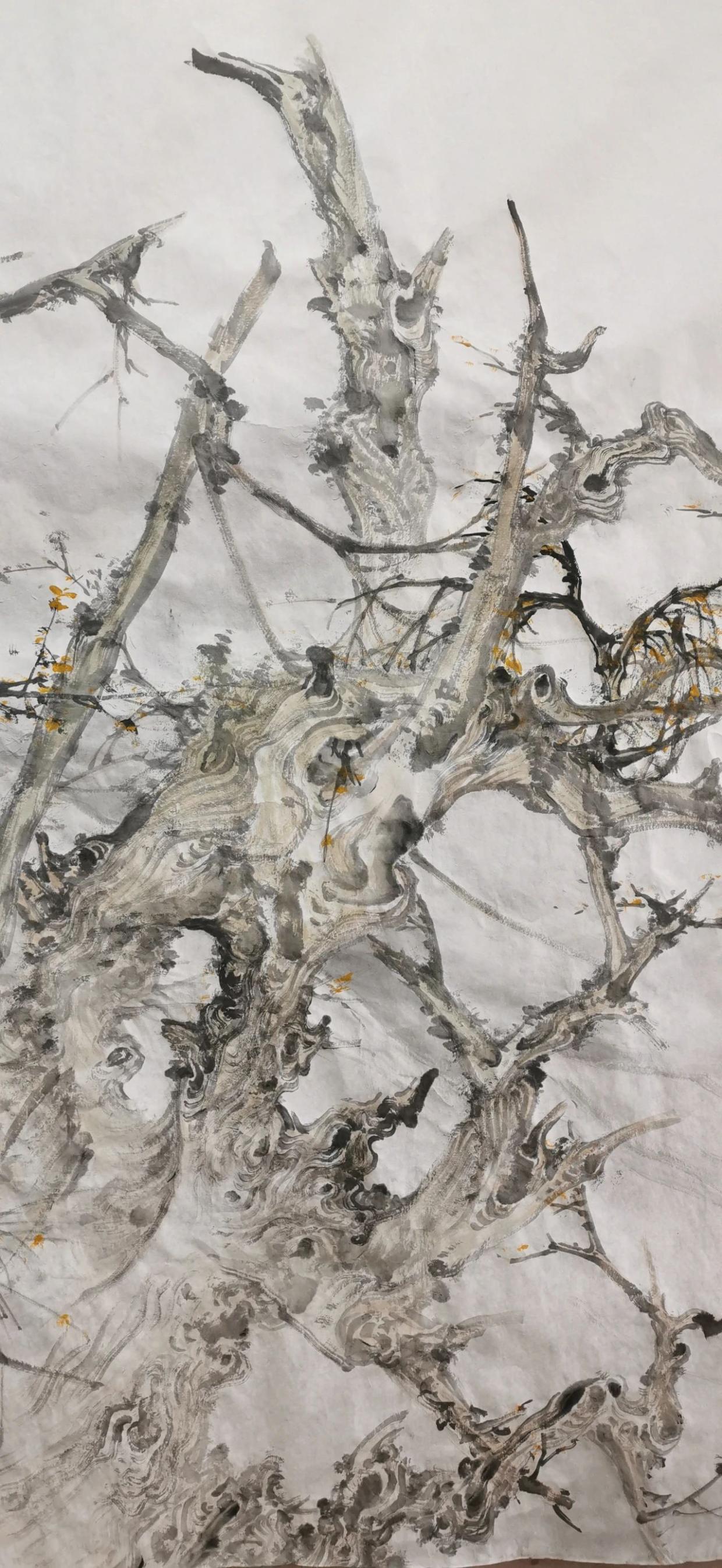 巨型国画《胡杨颂》创作中～周逢俊诗书画作品展示(二十一)_中金在线