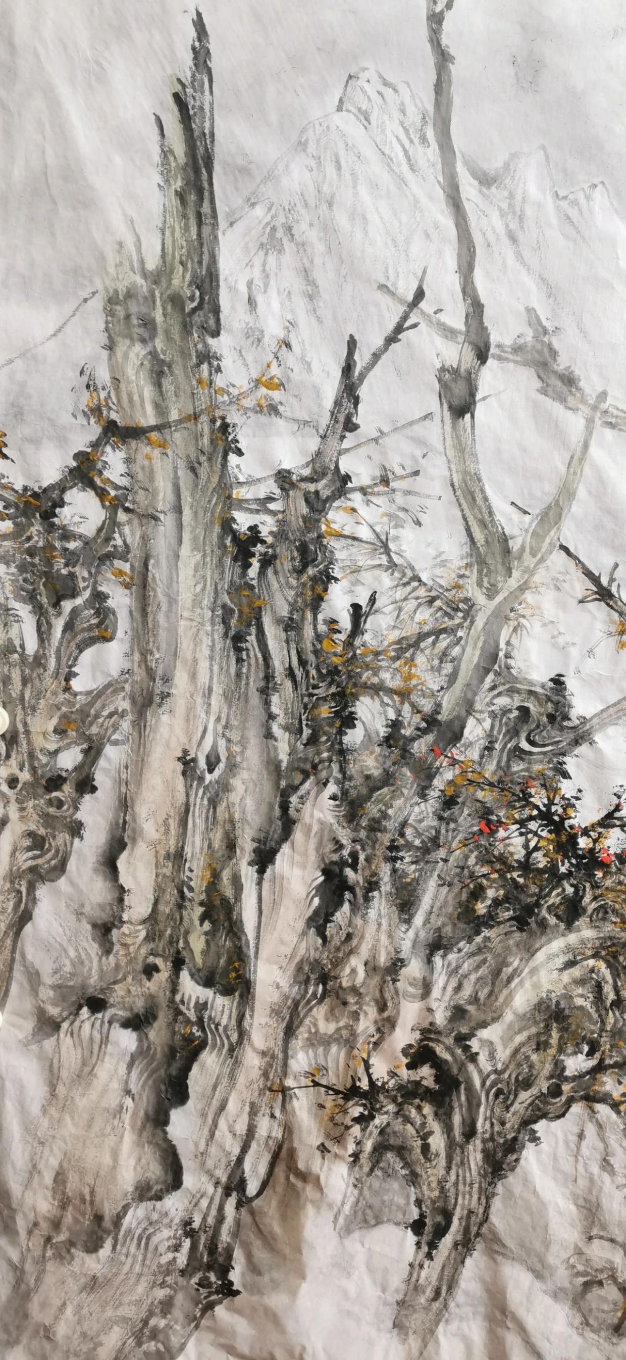 巨型国画《胡杨颂》创作中～周逢俊诗书画作品展示(二十一)_中金在线