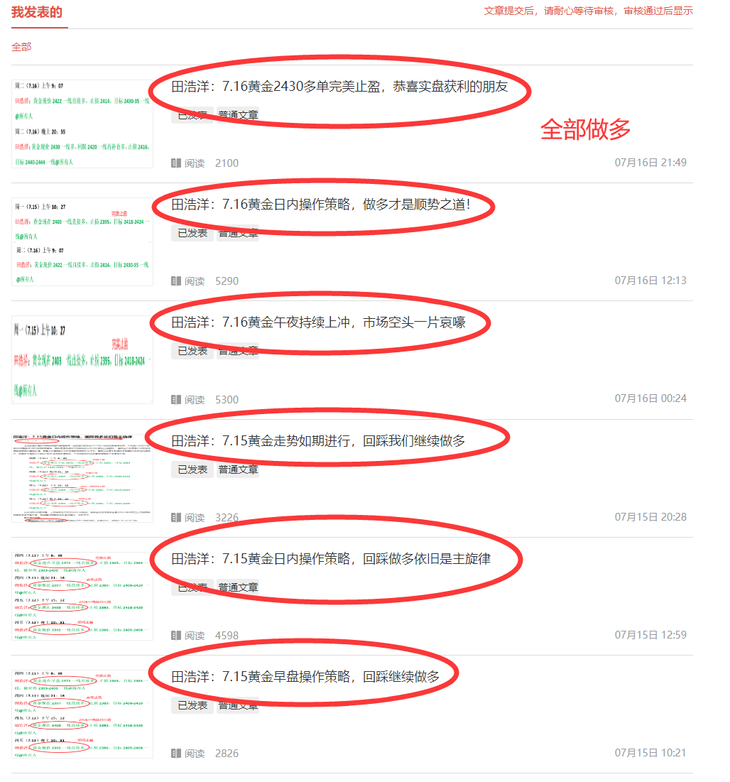 田浩洋：7.17黄金多头如期上涨，近期做多完美获胜_中金在线财经号