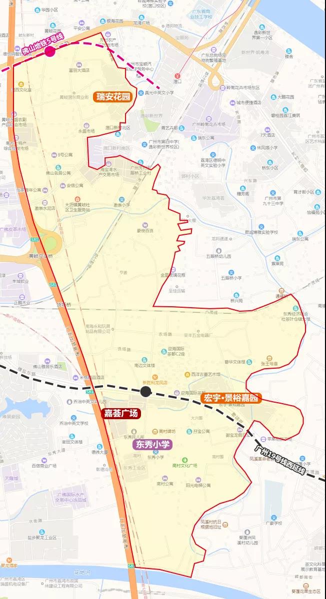 6969從地圖上看,該片區位於大瀝的東南角,緊挨廣州荔灣,包含東秀