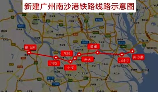 南沙港铁路线路图图片