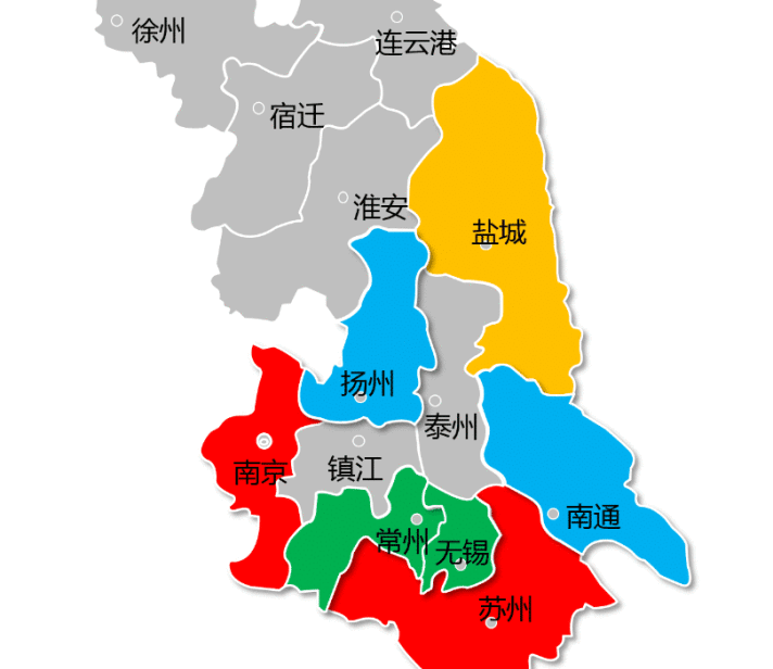 我们看一下地图上的分布,苏南只有镇江没有上榜,当然与镇江在这些城市