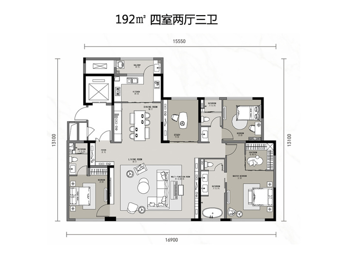 好住中国铁建西派国樾192平米四室大横厅纯改善户型