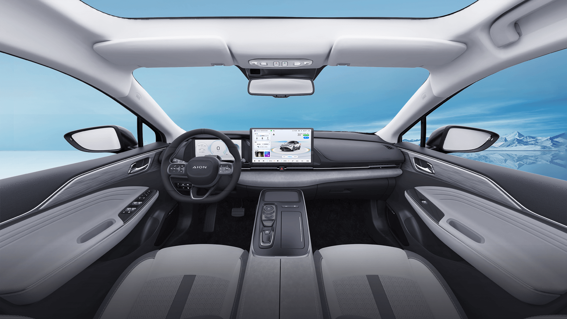 不过大面积的软质材料填充还是让内饰看起来档次感十足;aion s plus