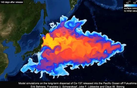 海洋研究中心针对核废水扩散情形的建模计算结果显示:"从日本排放日起