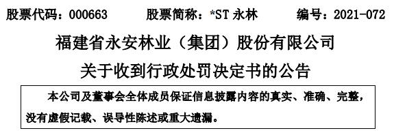 st永林000663公司及相关人员收中国证监会百万罚单